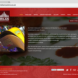 Website design for Milan Indian Cuisine